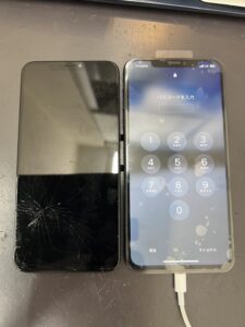 iPhoneXsMax画面割れ